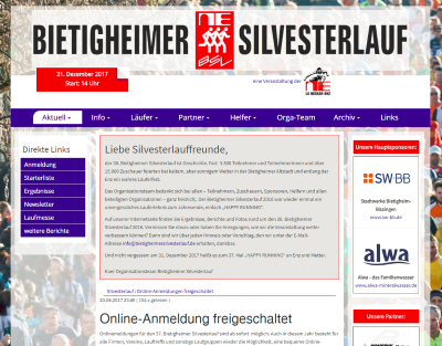 Webseite Bietigheimer Silvesterlauf